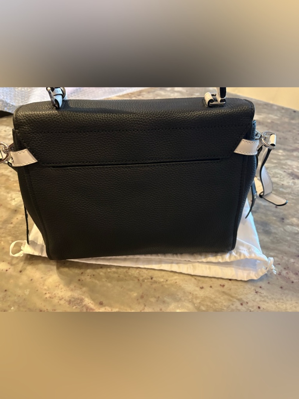 Michael Kors Floral Black and White Pebbled Leather Crossbody - Picture 8 of 14